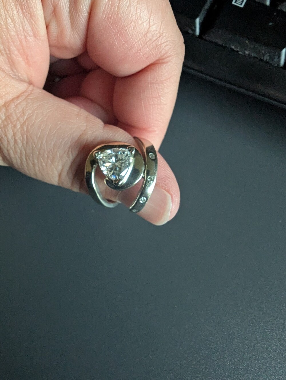 Custom Trillion Cut Wedding Ring - Picture 6 of 6